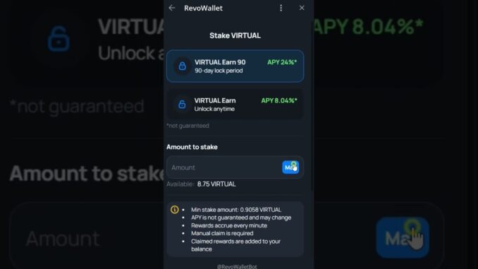 Virtual Protocol $VP: Staking, RevoWallet e Telegram all-in-one!