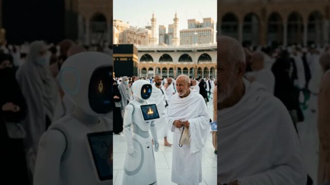AI Robot Guides a Hajj Pilgrim to His Destination 🤖🕋 #makkah #hajj #HajjPilgrim #shorts